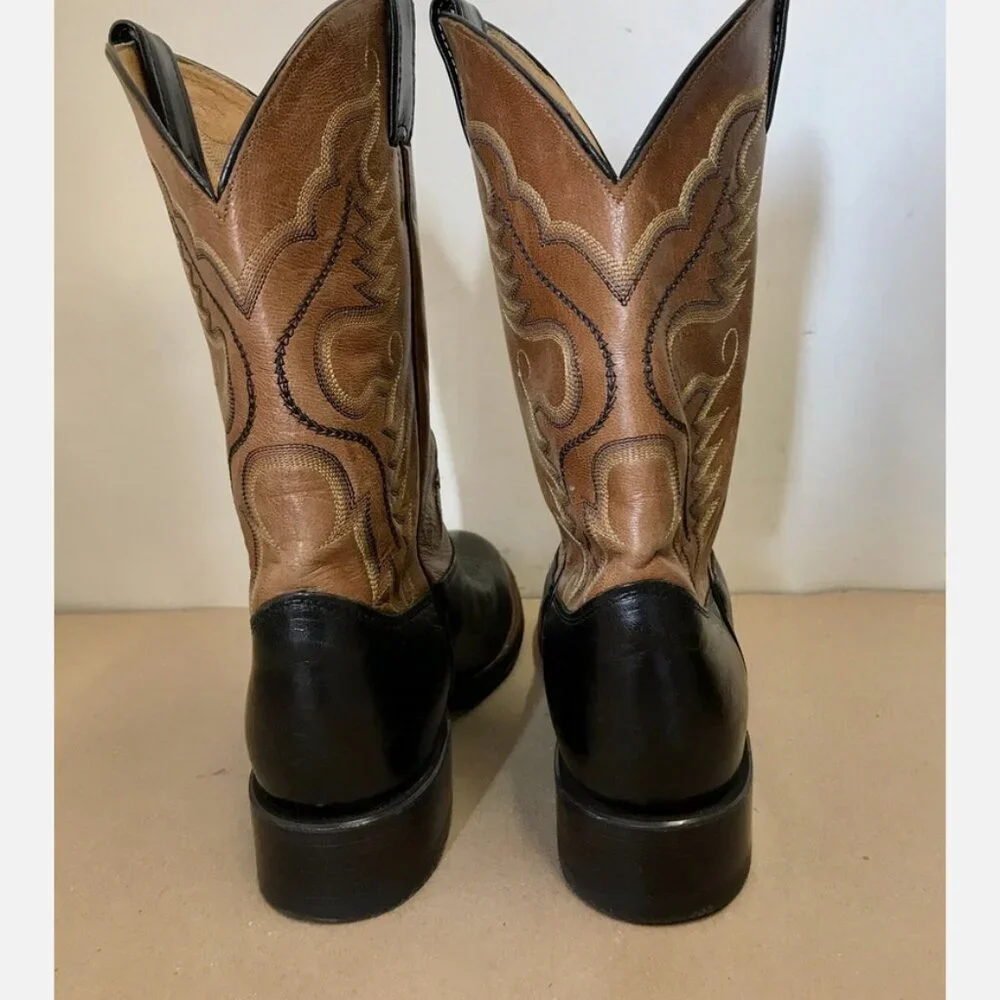 Justin 2 Tone Leather Western Cowboy Boots